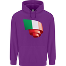 Curled Italy Flag Italians Day Football Childrens Kids Hoodie Purple