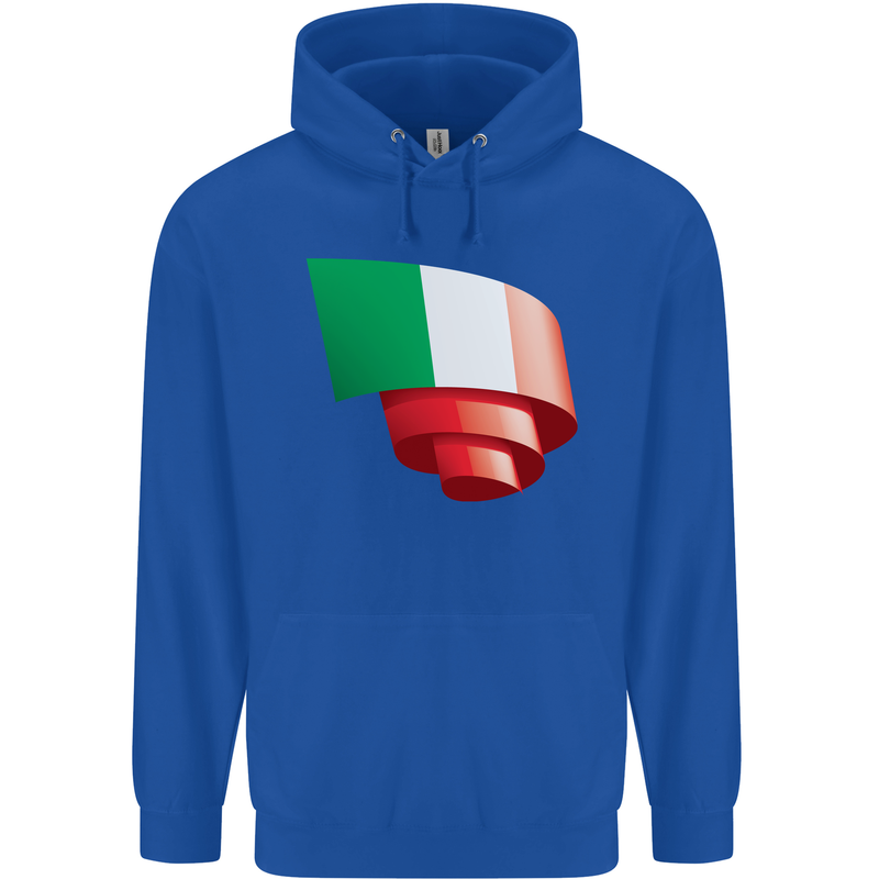 Curled Italy Flag Italians Day Football Childrens Kids Hoodie Royal Blue