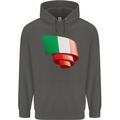 Curled Italy Flag Italians Day Football Childrens Kids Hoodie Storm Grey