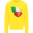 Curled Italy Flag Italians Day Football Kids Sweatshirt Jumper Yellow