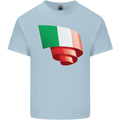 Curled Italy Flag Italians Day Football Kids T-Shirt Childrens Light Blue