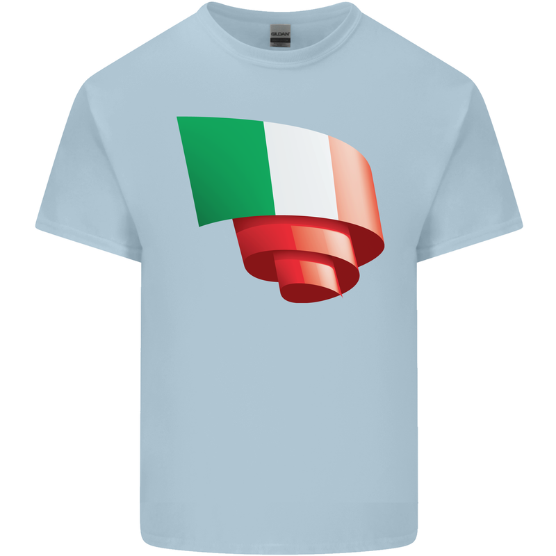 Curled Italy Flag Italians Day Football Kids T-Shirt Childrens Light Blue