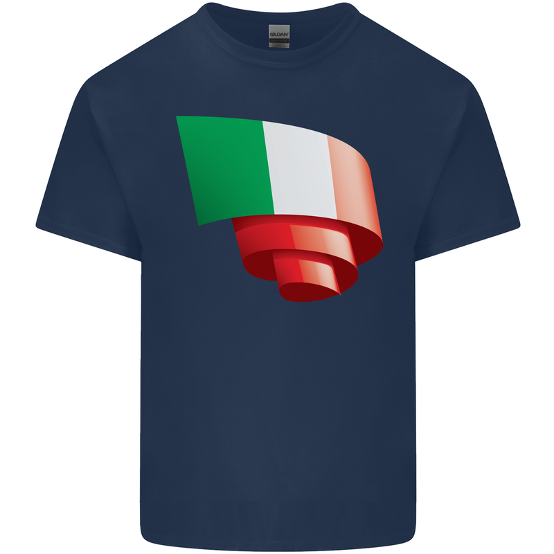 Curled Italy Flag Italians Day Football Kids T-Shirt Childrens Navy Blue