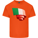 Curled Italy Flag Italians Day Football Kids T-Shirt Childrens Orange