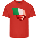 Curled Italy Flag Italians Day Football Kids T-Shirt Childrens Red