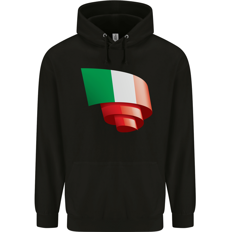 Curled Italy Flag Italians Day Football Mens 80% Cotton Hoodie Black