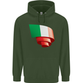 Curled Italy Flag Italians Day Football Mens 80% Cotton Hoodie Forest Green