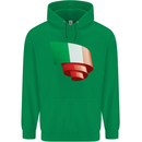 Curled Italy Flag Italians Day Football Mens 80% Cotton Hoodie Irish Green