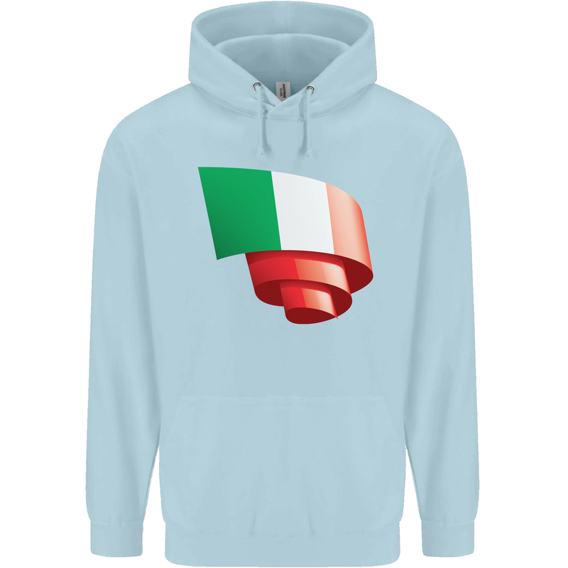Curled Italy Flag Italians Day Football Mens 80% Cotton Hoodie Light Blue