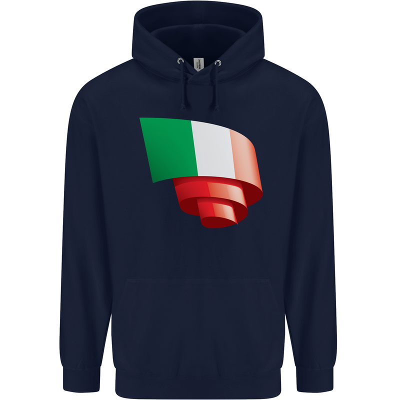 Curled Italy Flag Italians Day Football Mens 80% Cotton Hoodie Navy Blue