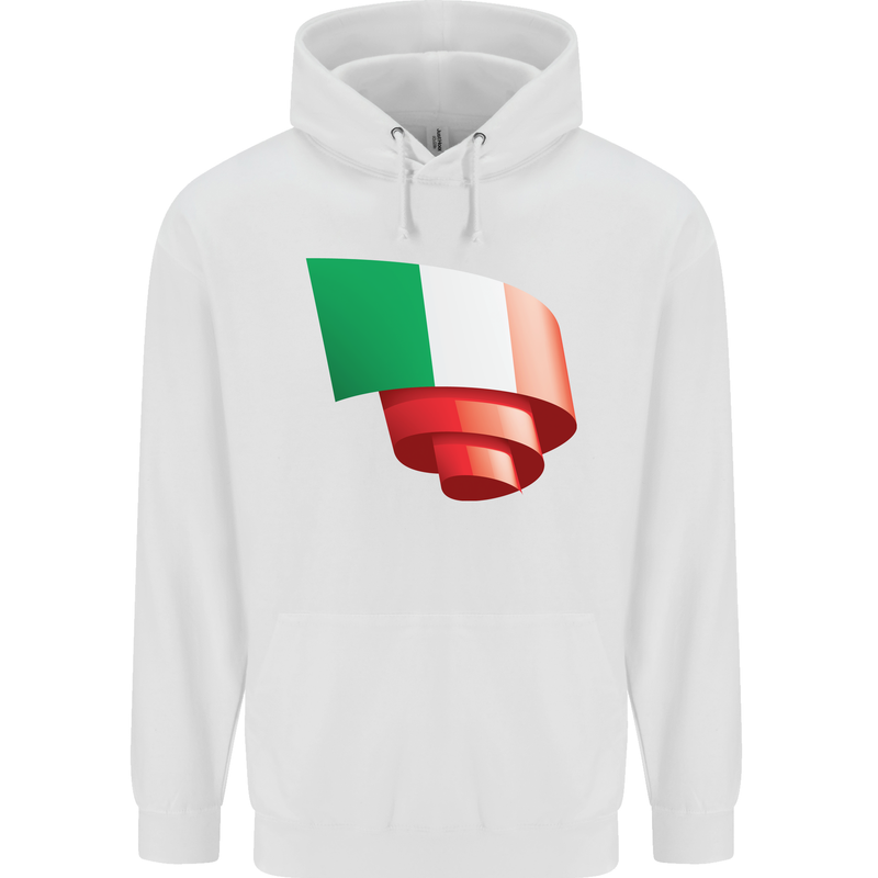 Curled Italy Flag Italians Day Football Mens 80% Cotton Hoodie White