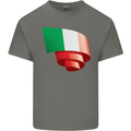 Curled Italy Flag Italians Day Football Mens Cotton T-Shirt Tee Top Charcoal