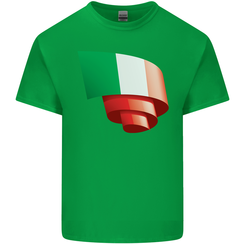 Curled Italy Flag Italians Day Football Mens Cotton T-Shirt Tee Top Irish Green