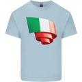 Curled Italy Flag Italians Day Football Mens Cotton T-Shirt Tee Top Light Blue