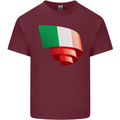 Curled Italy Flag Italians Day Football Mens Cotton T-Shirt Tee Top Maroon