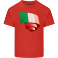 Curled Italy Flag Italians Day Football Mens Cotton T-Shirt Tee Top Red