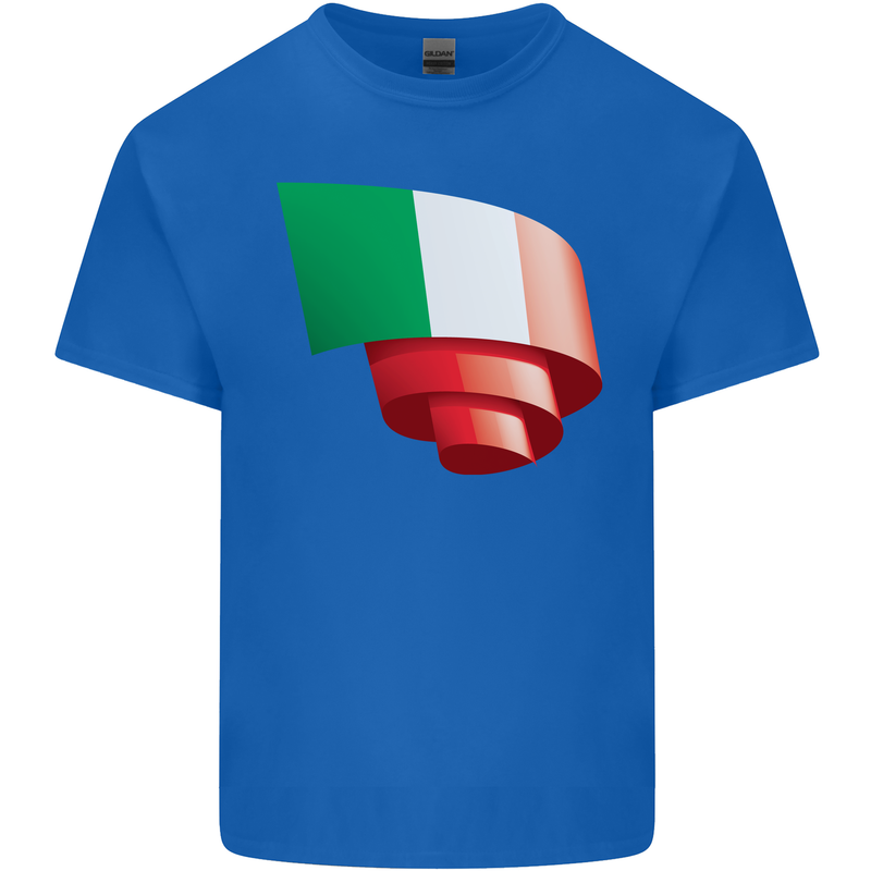 Curled Italy Flag Italians Day Football Mens Cotton T-Shirt Tee Top Royal Blue