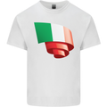 Curled Italy Flag Italians Day Football Mens Cotton T-Shirt Tee Top White