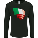 Curled Italy Flag Italians Day Football Mens Long Sleeve T-Shirt Black