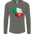 Curled Italy Flag Italians Day Football Mens Long Sleeve T-Shirt Charcoal