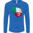 Curled Italy Flag Italians Day Football Mens Long Sleeve T-Shirt Royal Blue