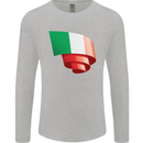 Curled Italy Flag Italians Day Football Mens Long Sleeve T-Shirt Sports Grey