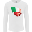 Curled Italy Flag Italians Day Football Mens Long Sleeve T-Shirt White