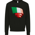 Curled Italy Flag Italians Day Football Mens Sweatshirt Jumper Black
