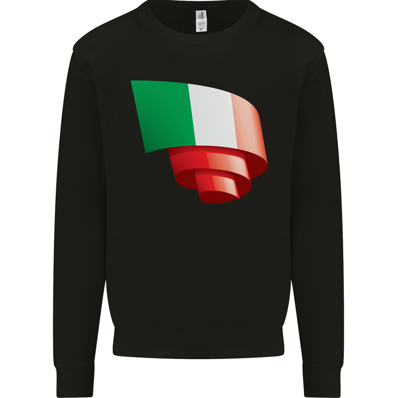 Curled Italy Flag Italians Day Football Mens Sweatshirt Jumper Black