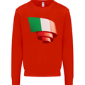 Curled Italy Flag Italians Day Football Mens Sweatshirt Jumper Bright Red