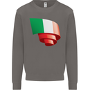Curled Italy Flag Italians Day Football Mens Sweatshirt Jumper Charcoal