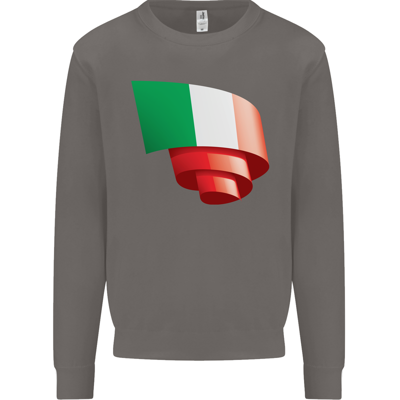 Curled Italy Flag Italians Day Football Mens Sweatshirt Jumper Charcoal