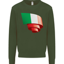 Curled Italy Flag Italians Day Football Mens Sweatshirt Jumper Forest Green