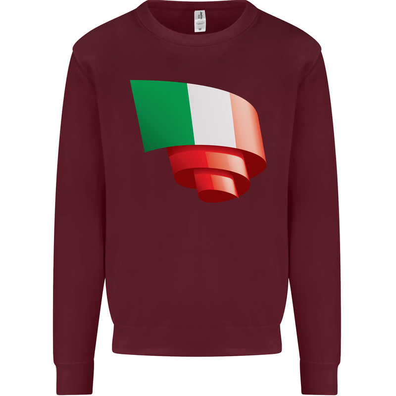 Curled Italy Flag Italians Day Football Mens Sweatshirt Jumper Maroon