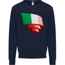 Curled Italy Flag Italians Day Football Mens Sweatshirt Jumper Navy Blue