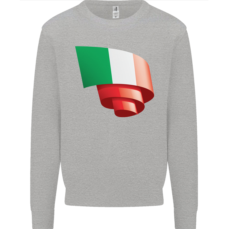 Curled Italy Flag Italians Day Football Mens Sweatshirt Jumper Sports Grey