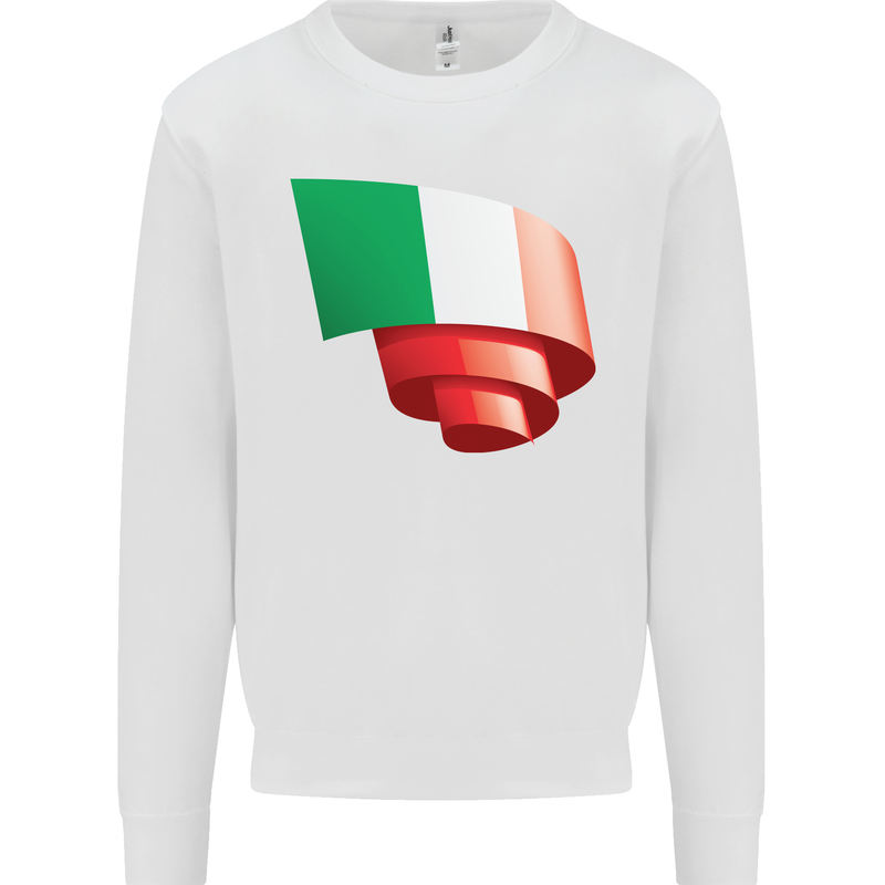Curled Italy Flag Italians Day Football Mens Sweatshirt Jumper White