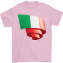 Curled Italy Flag Italians Day Football Mens T-Shirt 100% Cotton Light Pink