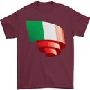 Curled Italy Flag Italians Day Football Mens T-Shirt 100% Cotton Maroon