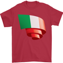 Curled Italy Flag Italians Day Football Mens T-Shirt 100% Cotton Red
