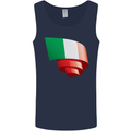 Curled Italy Flag Italians Day Football Mens Vest Tank Top Navy Blue