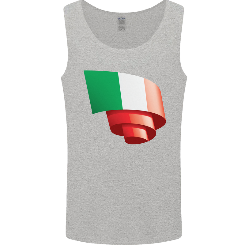 Curled Italy Flag Italians Day Football Mens Vest Tank Top Sports Grey