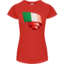 Curled Italy Flag Italians Day Football Womens Petite Cut T-Shirt Red