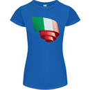 Curled Italy Flag Italians Day Football Womens Petite Cut T-Shirt Royal Blue