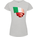 Curled Italy Flag Italians Day Football Womens Petite Cut T-Shirt Sports Grey
