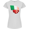 Curled Italy Flag Italians Day Football Womens Petite Cut T-Shirt White
