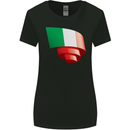 Curled Italy Flag Italians Day Football Womens Wider Cut T-Shirt Black