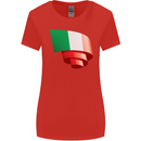 Curled Italy Flag Italians Day Football Womens Wider Cut T-Shirt Red