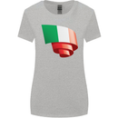 Curled Italy Flag Italians Day Football Womens Wider Cut T-Shirt Sports Grey