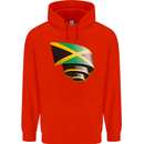 Curled Jamaican Flag Jamaica Day Football Childrens Kids Hoodie Bright Red